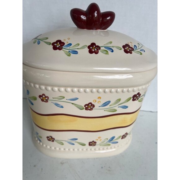 Nonni's Handmade Biscotti Cookie  Jar Canister Floral Vines Minalmalist Design - Picture 5 of 11